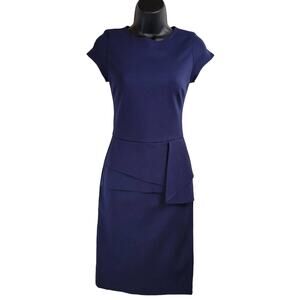 Love Ady Women Navy Blue‎ Cap Sleeve Peplum Sheath Dress XS